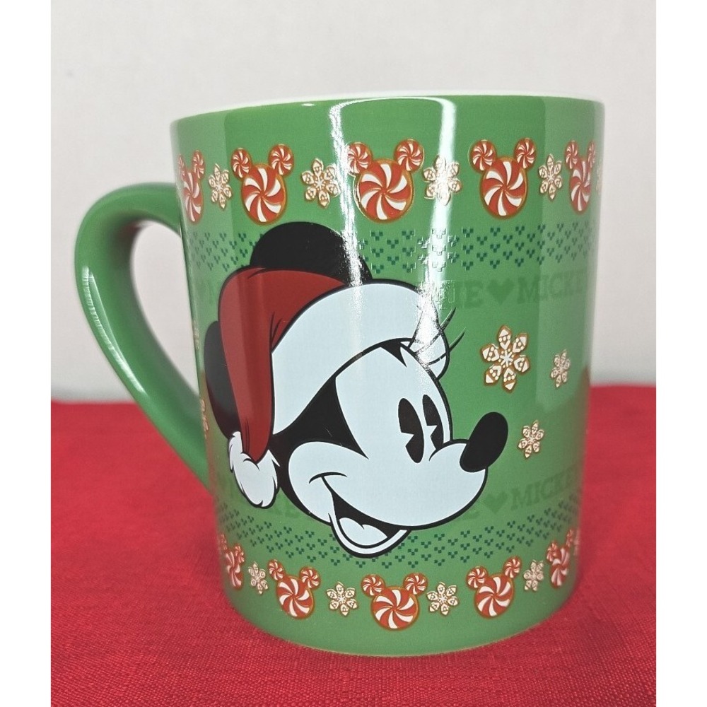 Mickey & Minnie Mouse Christmas Santa Mug Green 14 Ounce Coffee‎ Tea